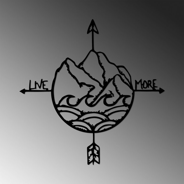 Wallity Live More - 448 Escultura de Pared de Metal Negro